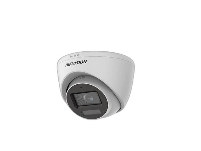 Hikvision 2MP Smart Hybrid Light Audio Indoor Fixed Turret Camera - switchable signals (TVI/AHD/CVI/CVBS?Audio with audio over coaxial cable - built-in mic  - Metal - Outdoor - fixed focal 2.8mm - DWDR - 1920 Á— 1080 - IP67 - 30M IR - 20M White light