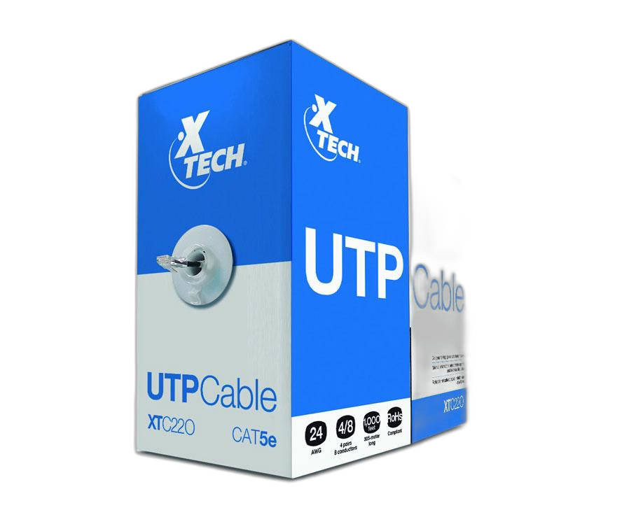 Xtech - Cable al por mayor - RJ-45 (M) a RJ-45 (M) - 305 m - UTP - CAT 5e - gris